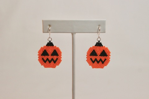 *Jack O Lantern Brick Stitch Earrings